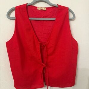 Lizard Thicket Vibrant Red Tie-Front Blouse